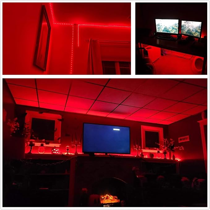 Red LED Rope Light, 20Ft LED Strip Lights Outdoor Waterproof Decorative Lighting for Indoor/Outdoor Decorations, Deck, Patio, Party and Bedroom Decorations