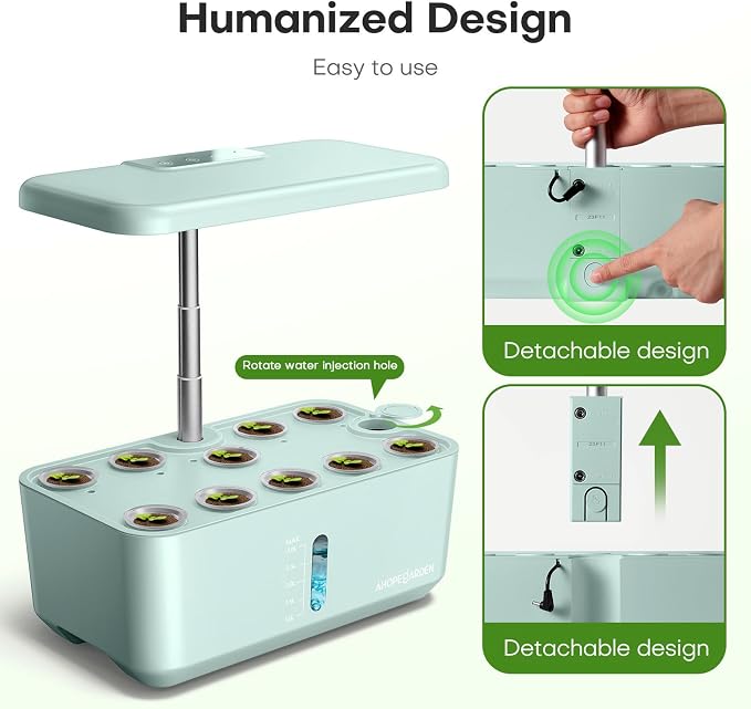 Indoor Garden Hydroponics Growing System: 10 Pods Kit with LED | Plant Germination Kit Herb Vegetable Growth Lamp Countertop Hydroponic Planter Harvest Lettuce for Healthy-Living Enthusiasts