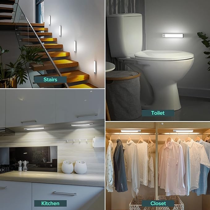 Alivation 36 LED Closet Light Motion Sensored Battery Powered LED Lights, Under Cabinet Lighting, Motion Sensor Light Indoor, Ultra Thin Wireless 1500mah Rechargeable Battery Operated, 2 Sensor Modes