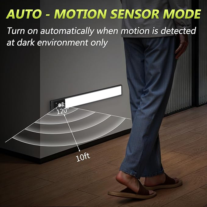 6 Pack 12" Under Cabinet Lights with Digital Display,2200mAh Rechargeable Motion Sensor Light Indoor,3 Color Temperatures, Magnetic Dimmable Closet Lights, Under Counter Light for Kitchen