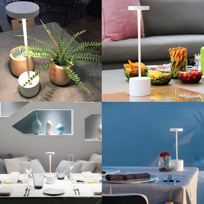 Cordless Table Lamp Rechargeable,Battery Powered LED Outdoor Table Light | SAKRINGT 3 Color Stepless Dimming,72Hrs Long Lasting Battery Operated,Portable Waterproof Touch for Patio Restaurant Dining