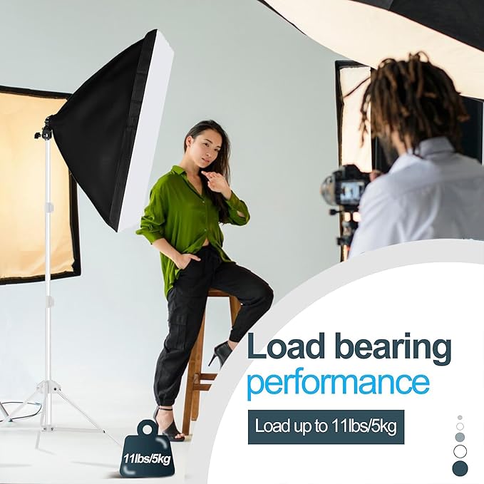 EMART 7 Ft Light Stand for Photography, Portable Photo Video Tripod Stand, 2 Pack Lighting Stand with Carry Case for Speedlight, Flash, Softbox,Strobe Light, Camera, Photographic Portrait -White