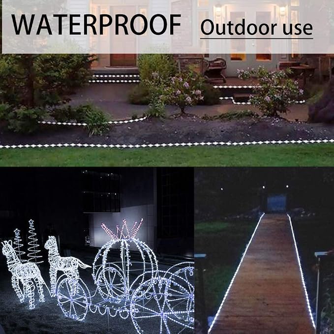 Solhice 75ft Rope Lights Outside Cool White 280 LEDs with Remote Control, Waterproof Outdoor LED Tube Light with Timer, Rope Lighting for Christmas, Deck, Patio, Bedroom Indoor (Not Connectable)