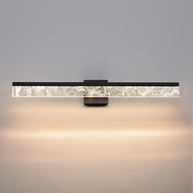 AIJIASI Modern Vanity Lights for Bathroom, 32 Inch Black Bathroom Light Fixtures Over Mirror, 24W Dimmable LED Vanity Lighting Fixtures for Bath Mirror Restroom Bedroom 3000K