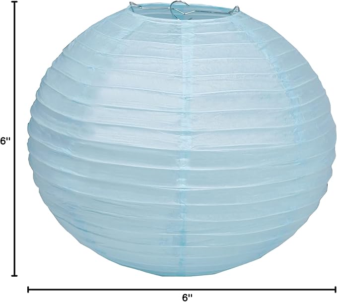 Pack Of 3 Round Paper Lanterns Lamp Wedding Birthday Party Decoration (Baby Blue, 6"/15CM)