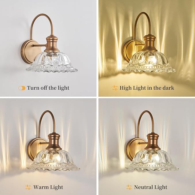 HDDFL Wall Scones Matte Brass Wall Lighting Fixture Vintage Indoor Lamp for Bedroom Living Room Door Header
