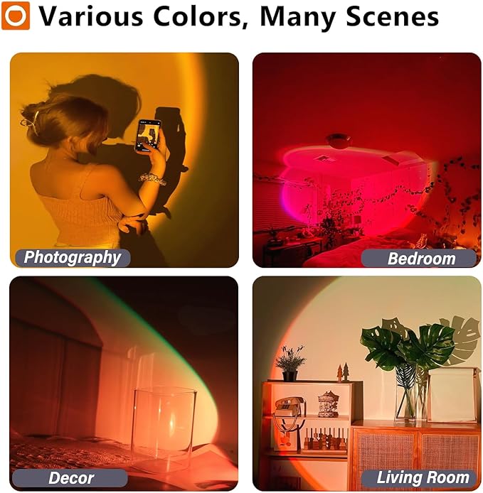 Sunset Lamp Projector with Remote Control, Multiple Colors LED APP Control Sunset Light Three Control Methods Night Light for Room Decor/Christmas Gift/Photography/Party/Bedroom Decor