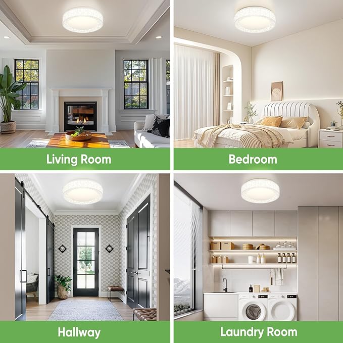 16 Inch Flush Mount Ceiling Light, Modern White LED Ceiling Light Fixture, 28W 2800LM 2700-6500K Adjustable, Dimmable Ceiling Lights for Bedroom, Kitchen, Hallway, Bathroom, ETL