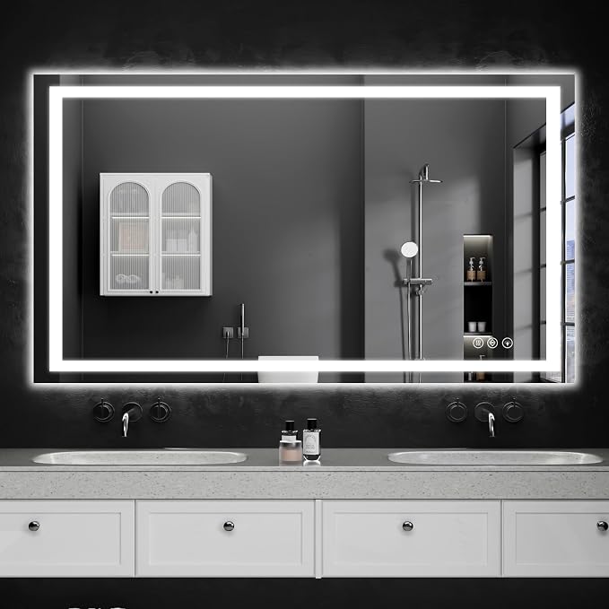 LED Bathroom Mirrors 38"x48" Bathroom Mirror with Lights for Wall, Backlit + Front Lit, 3 Colors, Anti-Fog, Dimmable Brightness for Vanity,Bathroom, Entryway, Living Room