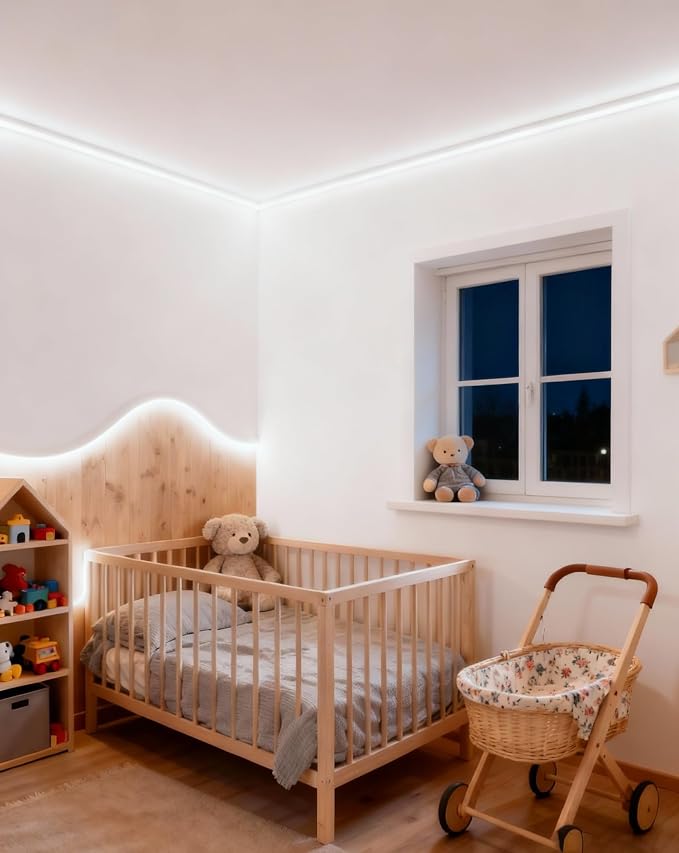 10Ft Rope Light Indoor Tape Lights LED Strip Lights for Vanity Mirror Bedroom with Dimmer Control for Kitchen, Cabinet, Shelf, Super Bright Flexible Cuttable Under Cabinet Lighting Counter