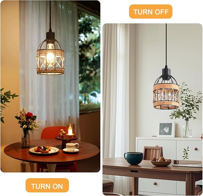 Farmhouse Pendant Light Fixture, Black Pendant Lights for Kitchen Island Industrial Lantern Pendant Light Fixtures with Light Shade, Adjustable Height Hanging Pendant Lighting