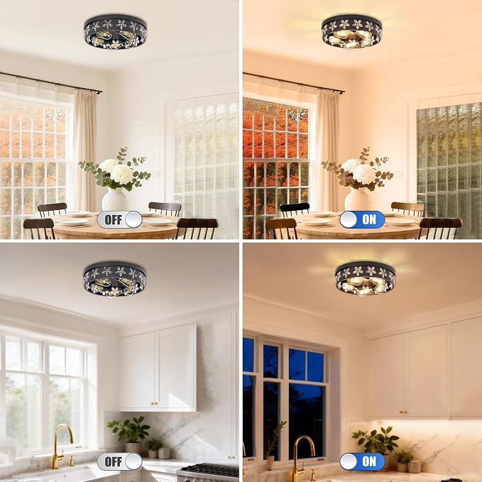 15.7 inch Black Flush Mount Ceiling Light Fixture | 5-Light, Industrial, Farmhouse, Bedroom, Living Room, Kitchen, Hallway, Foyer