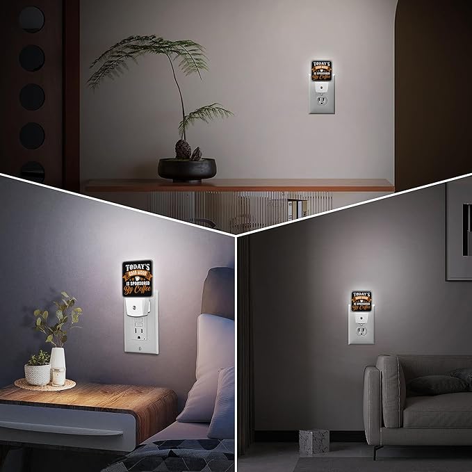 LED Night Light Lamp with Smart Sensor Dusk to Dawn Sensor,Funny Coffee Quote and Saying Night Light Daylight White,0.5W Plug-into Wall for Adults,Bedroom,Bathroom,Hallway,Kitchen