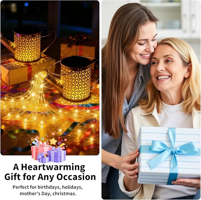 Solar Watering Can Light - Solar Yard Decorations Outdoor,Garden Decor Lights for Yard,IP65 Waterproof Hanging Lantern Lights,Outside Garden Flower Bed Decor Light for Moms Birthday 2PCS