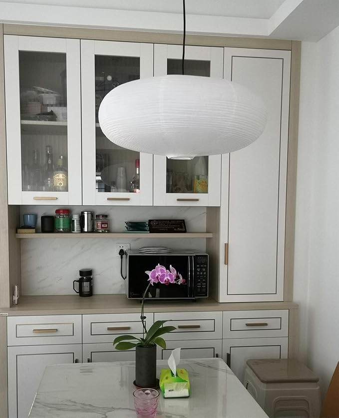 2Pcs White Oval Paper Lantern Lampshade, 19" Paper Lanterns Pendant Light Shade, Chinese Lanterns for Living Room, Bedroom, Hanging Party Decor(White-19inch-2PCS)