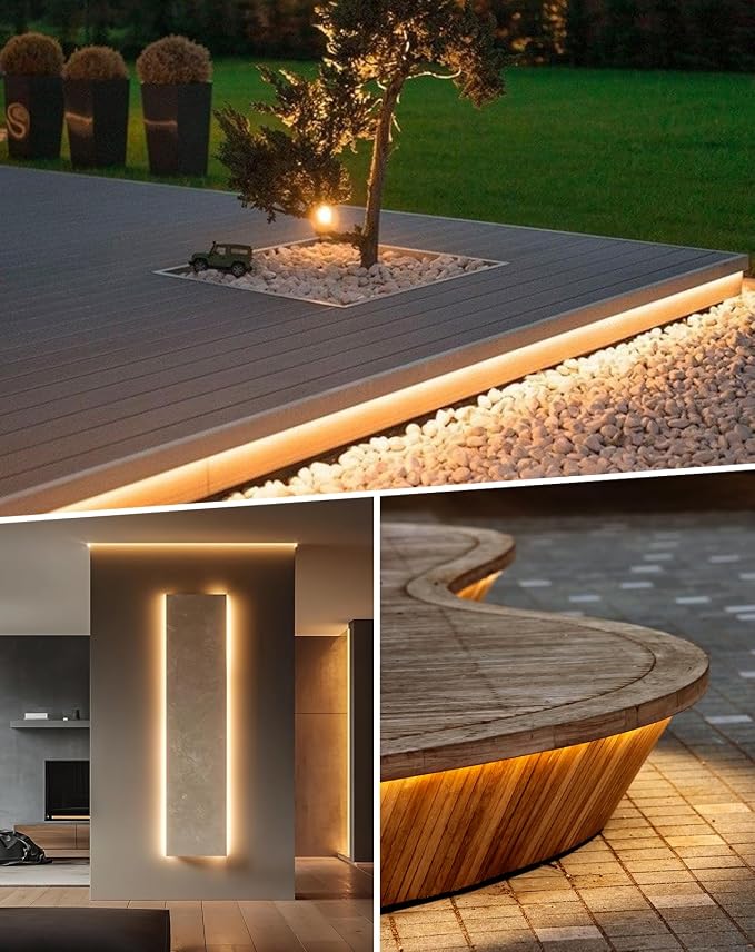 LED Neon Rope Lights AC 120V, Expandable & Cuttable 120LEDs/M Bright Strip Lighting, ETL Cold-Resistant & IP65 Waterproof for Indoor Outdoor, 8x16mm, 2500K Warm White, 98.4ft