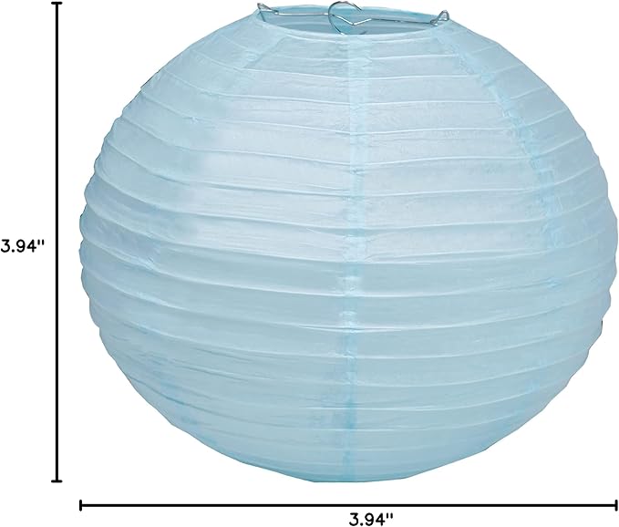 Pack Of 3 Round Paper Lanterns Lamp Wedding Birthday Party Decoration (Baby Blue, 4"/10CM)
