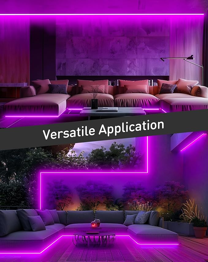 Shine Decor LED Rope Lights AC 120V, Connectable & Cuttable Dotless 120LEDs/M Eco Neon Strip Lighting, ETL IP65 Waterproof & Weather-Resistant for Home Commercial, 8x16mm, Purple, 16.4FT