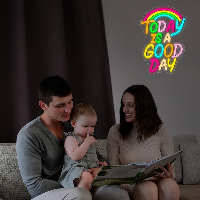 Today Is A Good Day Neon Sign for Wall Decor | Dimmable cheerful neon light, bedroom teen dorm wall decor, birthday gift for kids young adults, size 13.8*9.7 in