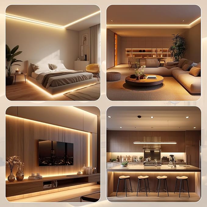 COB LED Strip Light Warm White, 66ft Dimmable 3000K Super Bright White Led Lights with Remote and UL Power Supply, 24V Flexible LED Tape Light for Bedroom, Kitchen, DIY Lighting (2 Rolls of 33ft)