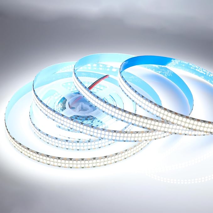 2835 SMD Cold White LED Strip Lights 6500K Double Row 2400 LEDs 5M | 16.4ft Flexible LED Strip Tape Light Ribbon Lamp DC12V LED Daylight Dimmable Strip Lights for Bedroom Living Room Lighting