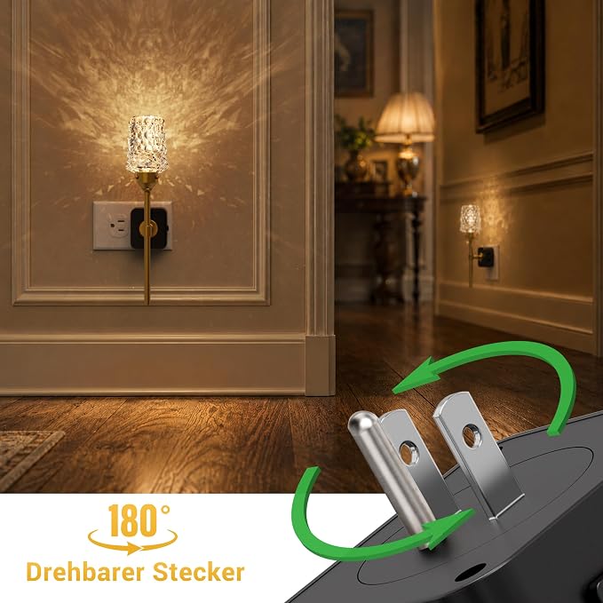L LOHAS LED Night Light, 2 Pack Night Lights Plug into Wall | Automatic Night Lights with Auto Light Sensor, 0-100LM Adjustable Brightness Rotating Crystal Nightlight for Bedroom Hallway