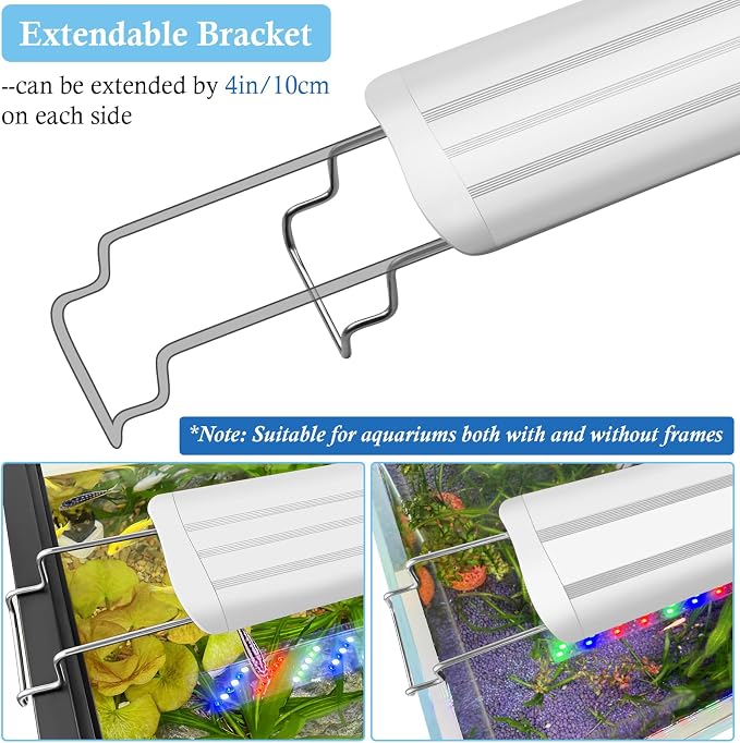 HITOP 24-32in Plant Growth Aquarium LED Light with Timer, Full Spectrum Auto 24/7 Lighting Cycle& 10-Level Brightness Adjustment, Fish Tank Light with Extendable Brackets