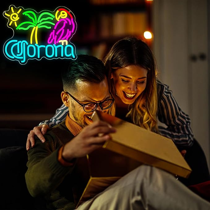 Parrot Palm Tree Neon Sign for Wall Decor Beer Neon Light for Man Cave Bar LED Light Up Sign for Home Bar Club Restaurant Summer Beach Party Birthday Gift Christmas Art Size 11.6 * 14.2In(ZYLD282)