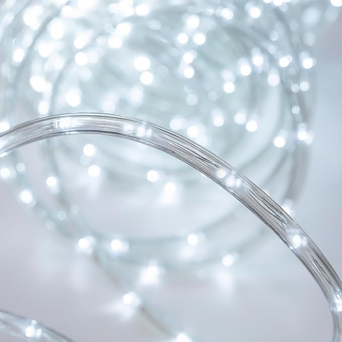 50ft White Rope Lights,Connectable for Indoor & Outdoor,110V Transparent Flexible Tube Lights,Waterproof LED Rope Lighting for Outside,Deck,Patio,Pool,Camping,Bedroom Decor,Landscape Lighting