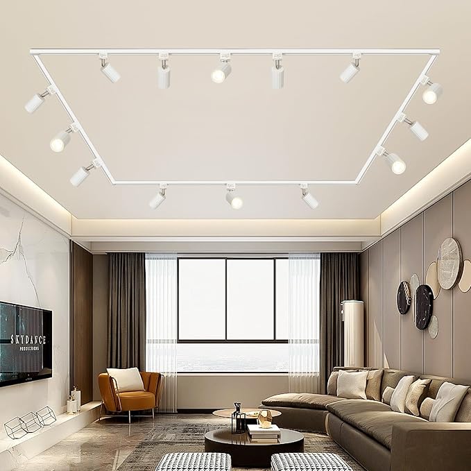 39FT H Track Lighting Rail Kit, White 120V H Type Track Rail System | Includes Floating Canopy Connector, I/L/T Connectors, End Caps and Live End Feed. Compatible with H style 3-wire Track heads