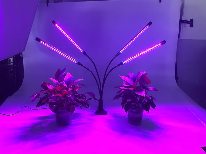 Full Spectrum 4 Heads LED Plant Grow Light for Indoor Plants | 3/9/12H 3 Modes 10 Dimmable Levels, 80 LEDs Clip On plant lights for indoor growing,Seed Starting, Flowers & Vegetables