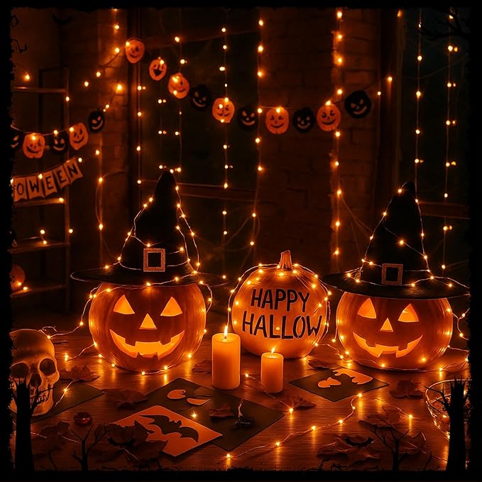 Macarrie 6 Pcs Orange Fairy Lights USB Powered 16 ft 50 LED String Lights Plug in for Indoor Outdoor Bedroom DIY Party Wedding Home Festival Tree Garden Xmas Decoration