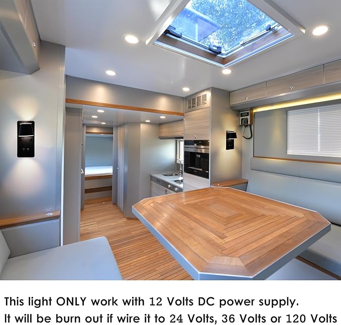 12V RV LED Bedside Reading Light with Night Light Version and Independent Switch, 350° Rotatable RV Vanity Wall Sconce, 12Volt RV Interior Lights for RV Camper Trailer Motorhome