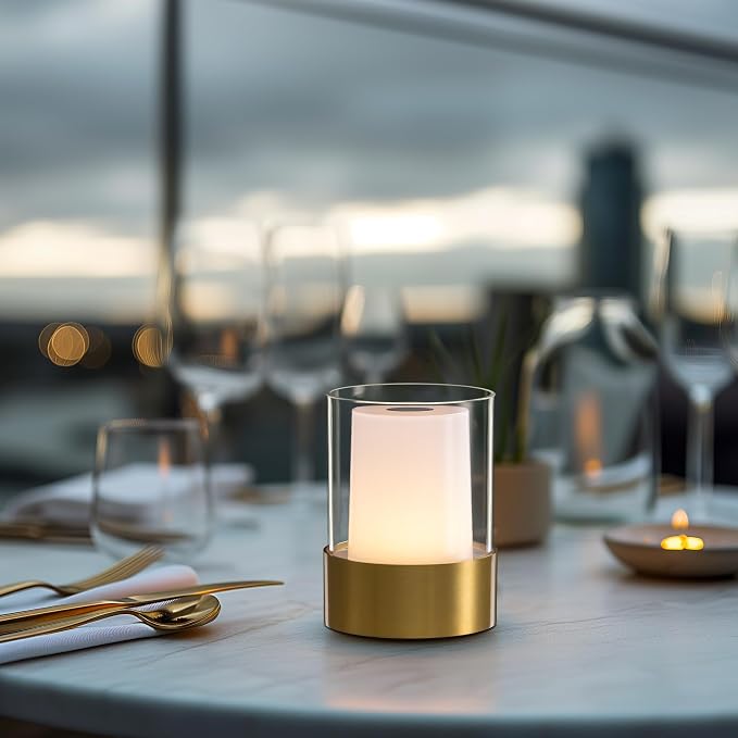 4" Bronze Cordless Table Lamp Set of 2, Outdoor Rechargeable Lamp | LED, Battery Operated, Portable, Touch Night Light for Dining Room, Camping, Bar, Party, Bedside, Bedroom, Home Decor, Gift