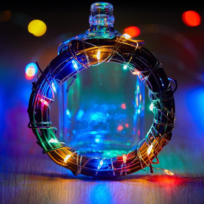 Brightown 10 Pack Wine Bottle Lights with Cork, Multicolor | 20 LED on 7ft Silver Wire, Waterproof, Battery Operated, Great for Liquor Bottles DIY Party Christmas Wedding Décor