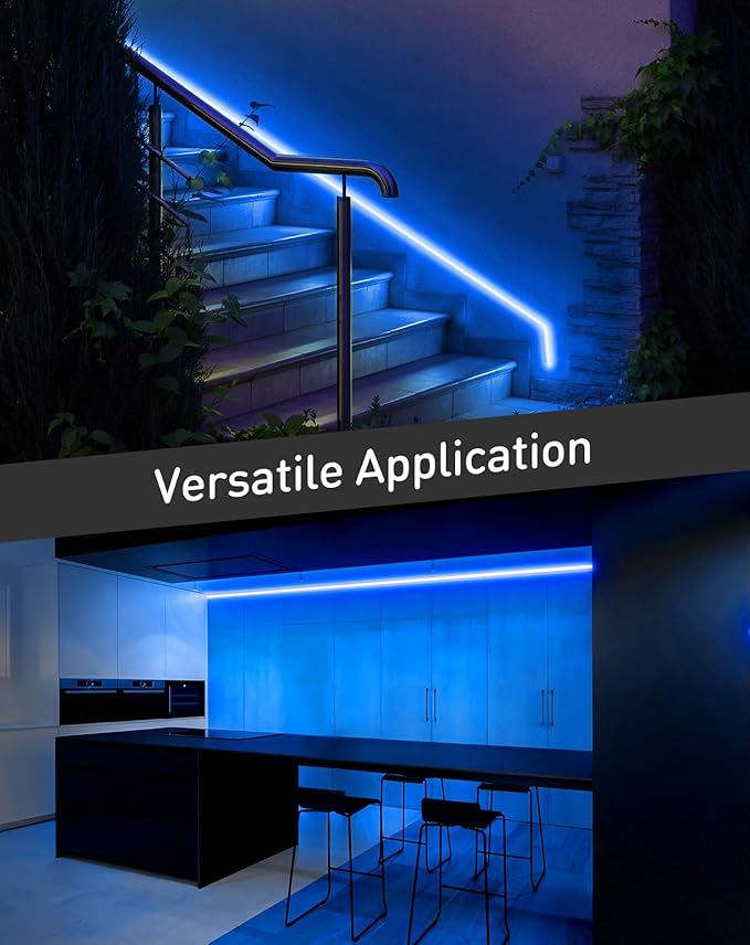 Shine Decor LED Rope Lights AC 120V, Connectable & Cuttable Dotless 120LEDs/M Eco Neon Strip Lighting, ETL IP65 Waterproof & Weather-Resistant for Home Commercial, 8x16mm, Blue, 32.8FT