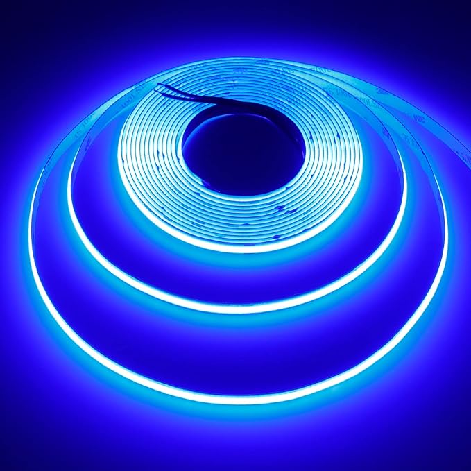 24V COB LED Strip Light Blue 5M/16.4ft 2400LEDs Uniform Glow Flexible IP20 Not Waterproof LED Tape Lights for DIY Cabinet Bedroom Kitchen Home Decor(No Power Supply)