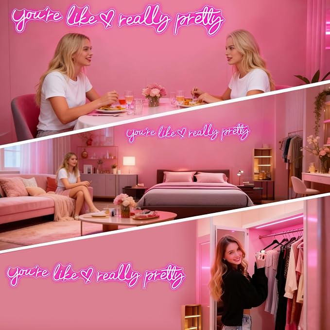 You're Like Really Pretty Neon Sign for Wall Decor (Hot Pink, 88.2in) | Super Large Style Neon Signs, Light Up Sign for Wedding, Engagement, Adapter Powered Led Neon Signs for Bedroom Decor