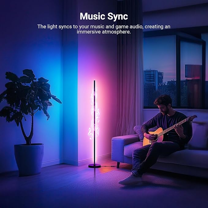 NEEWER NF04 RGB IC W Smart Floor Lamp NEW Version, 1000lm LED Corner Light Compatible with Google Alexa, APP/AI Design/Music Sync/16 Million Color Living Room Bedroom Home Decor Ambient Lighting