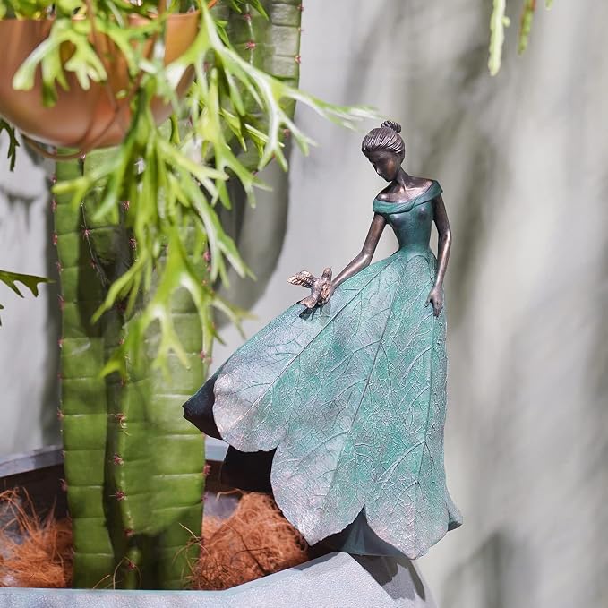 Guichifun Fairy Statue Home Decoration Leaf Angel Girls 8.5 x 5 x 12 Inch | Resin, Home Garden Decor, For Outside or Inside, Rustic Fairy Garden Outdoor Yard Figurines, Gifts for Women