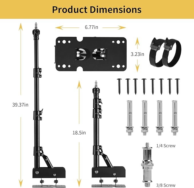 Meking Ring Light Wall Mount Boom Arm 39.37inch/100cm, for Strobe Light, Photography, Softbox, Reflector, Support 180 Degree Rotation