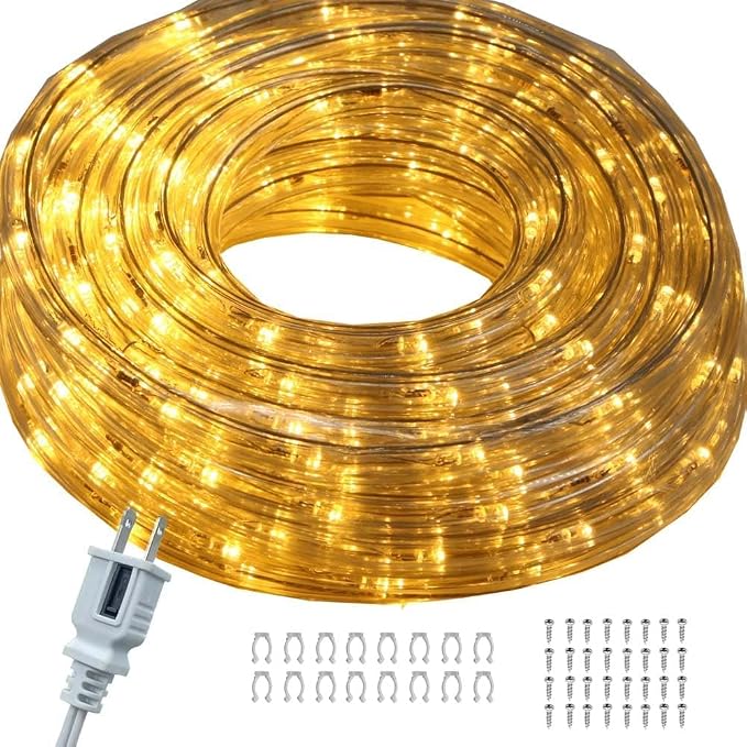 26FT LED Rope Lights Indoor Outdoor, Warm White Waterproof for Patio, Staircase, RV Camping - Flexible Linkable Lighting with Clips, Under Cabinet, Pathway, Garden & Christmas Decoration