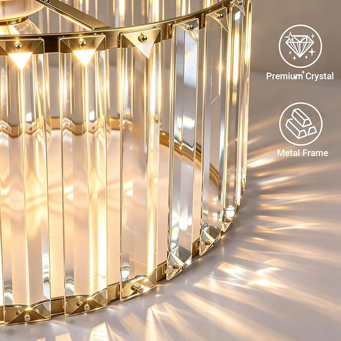 Lxybcce Gold Kitchen Pendant Lights Over Island with Adjustable Rods - Crystal Pendant Lighting Fixtures 3 Pack, Ideal Over Dining Table or Bar, E26 Bulb Compatible, No Electrician Needed