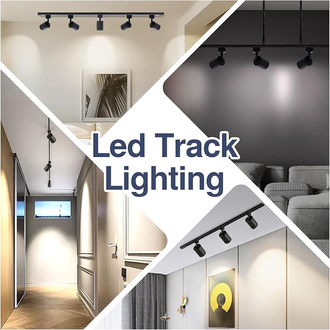 10W LED Track Light Heads L-Type Adjustable Ceiling Spotlights, 3000K/4000K/5700K, Flicker-Free CRI90+ (6-Pack) Black Track Light Fixtures for Accent, Task & Art Lighting