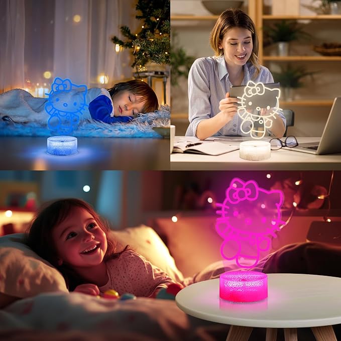 LOUHH Cat Night Light, 3D LED 16 Color Intelligent Remote Control Lamp for Children's Gifts Children's Room Decoration Holiday Gifts