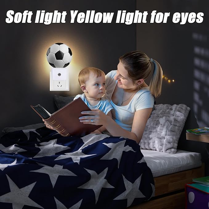 Football Night Light,Field Sport Ball Nightlight Plug into Wall LED Lamp Auto Sensor Dusk to Dawn for Bedrooms/Kitchens/Toilets/Corridors,Energy-Saving