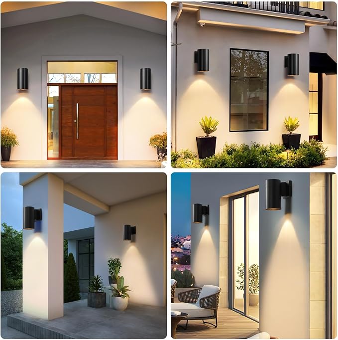 QQCherry Modern Outdoor Wall Light - Aluminum Outdoor Porch Sconce for House, Patio, Garage, Doorway & Entryway - Stylish Waterproof Exterior Lighting for Outside(Black,E26)