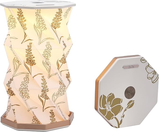 Birthday Flower Folding Lamp, Paper Lantern Lights, Japanese Gifts | Rechargeable Paper Light, Elegant Gift Box – Ideal Anniversary, Birthday Gift for Women, Mom, Grandma-White Violet