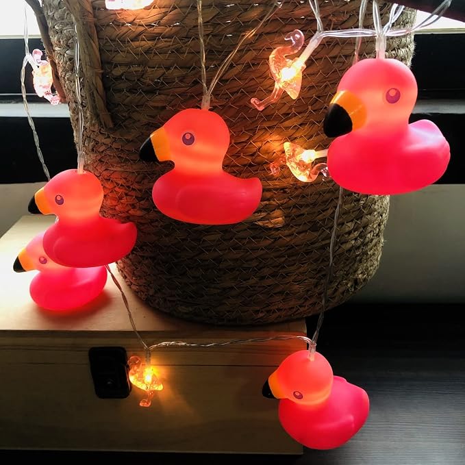 Cute Flamingo Lights Flamingo String Lights Battery Operated Flamingo Fairy Lights for Children Bedroom Home Wedding Holiday Decortion (Flamingo, 1.65m/10LED)