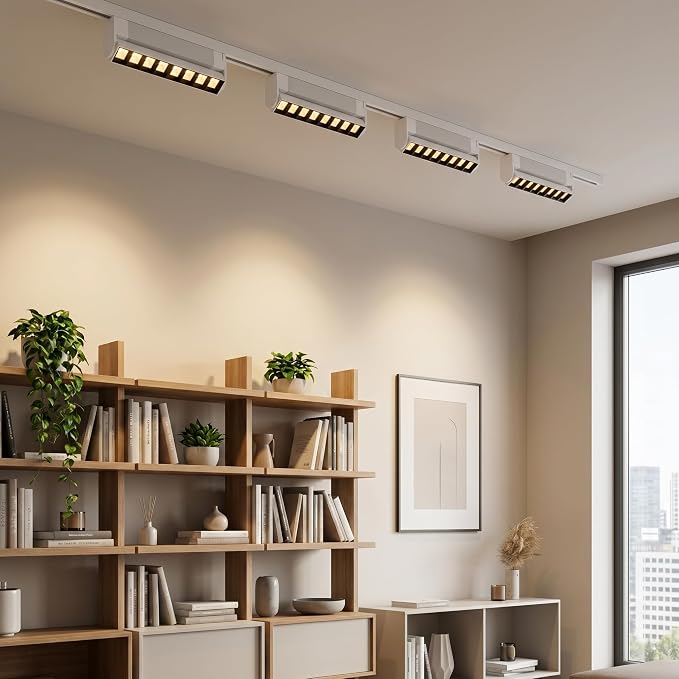 5 Color Linear H Track Lighting Heads Dimmable, White 20W 4 Pack | LED Track Lighting Fixtures Ceiling Grille Light, H Type Track Heads Compatible with H Track Lighting Rails